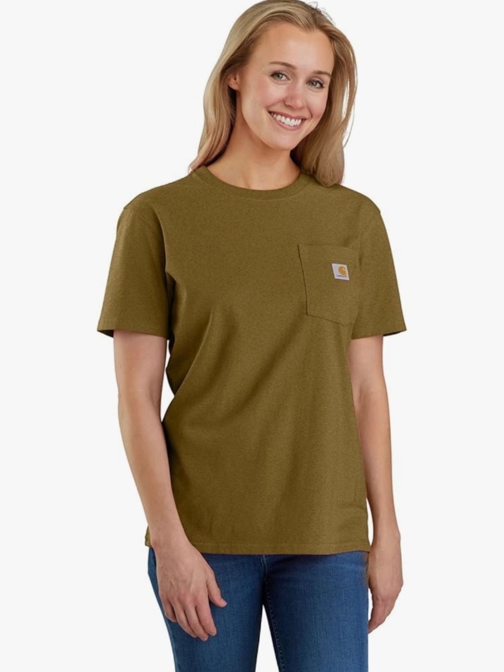 NWOT Carhartt Women’s Loose Left-Pocket Workwear Tee Golden Grass Heather Med